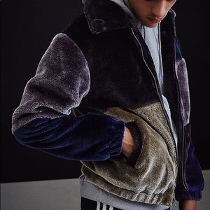 Urban Outfitters Faux Fur Color Block Jacket